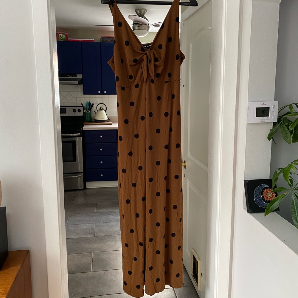 Love and Legend maxi dress - brown and back polka dots